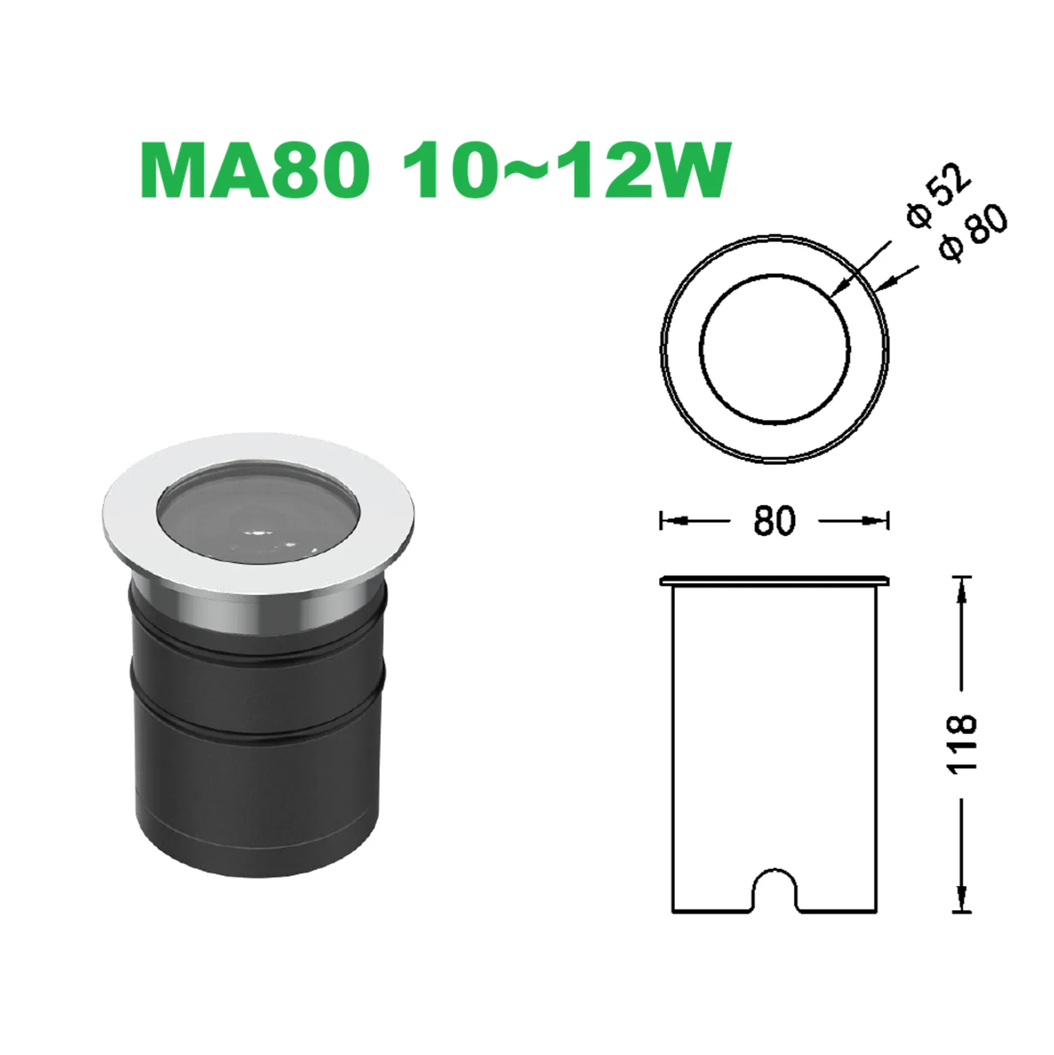 MA80 10-12W In-Ground LED Uplight | Beam Selection Guide