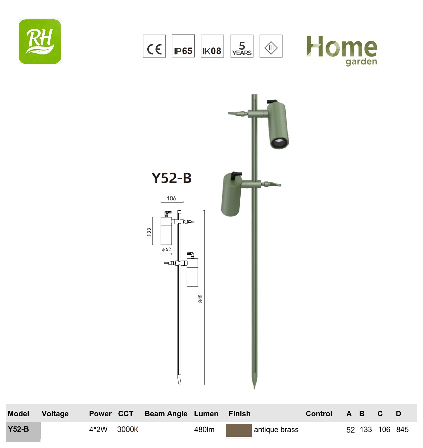 Y52 Series Multi-Head Landscape Spike Light | Modular Design and Adjustable Beam