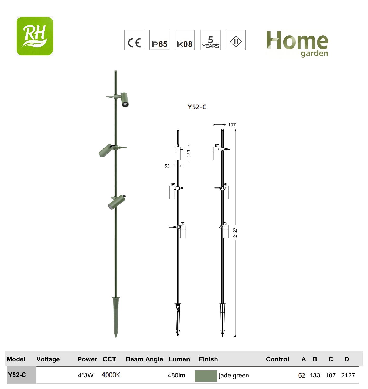 Y52 Series Multi-Head Landscape Spike Light | Modular Design and Adjustable Beam