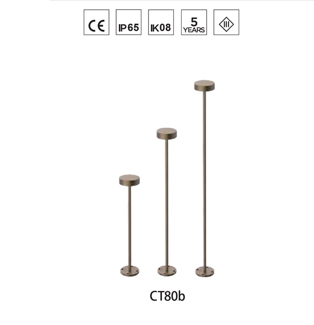 CT80 Minimalist Round Top LED Lawn Light | DC24V Glare-Free 180° Wide Flood Path Lighting